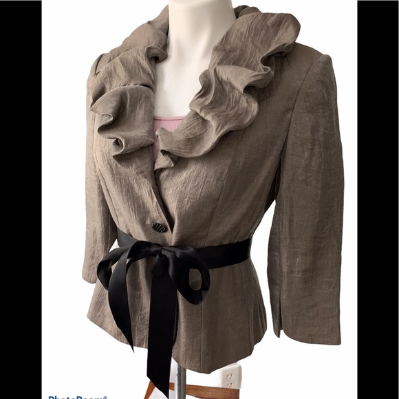 Adrianna Papell Ruffle Collar Jacket - Picture 3 of 10